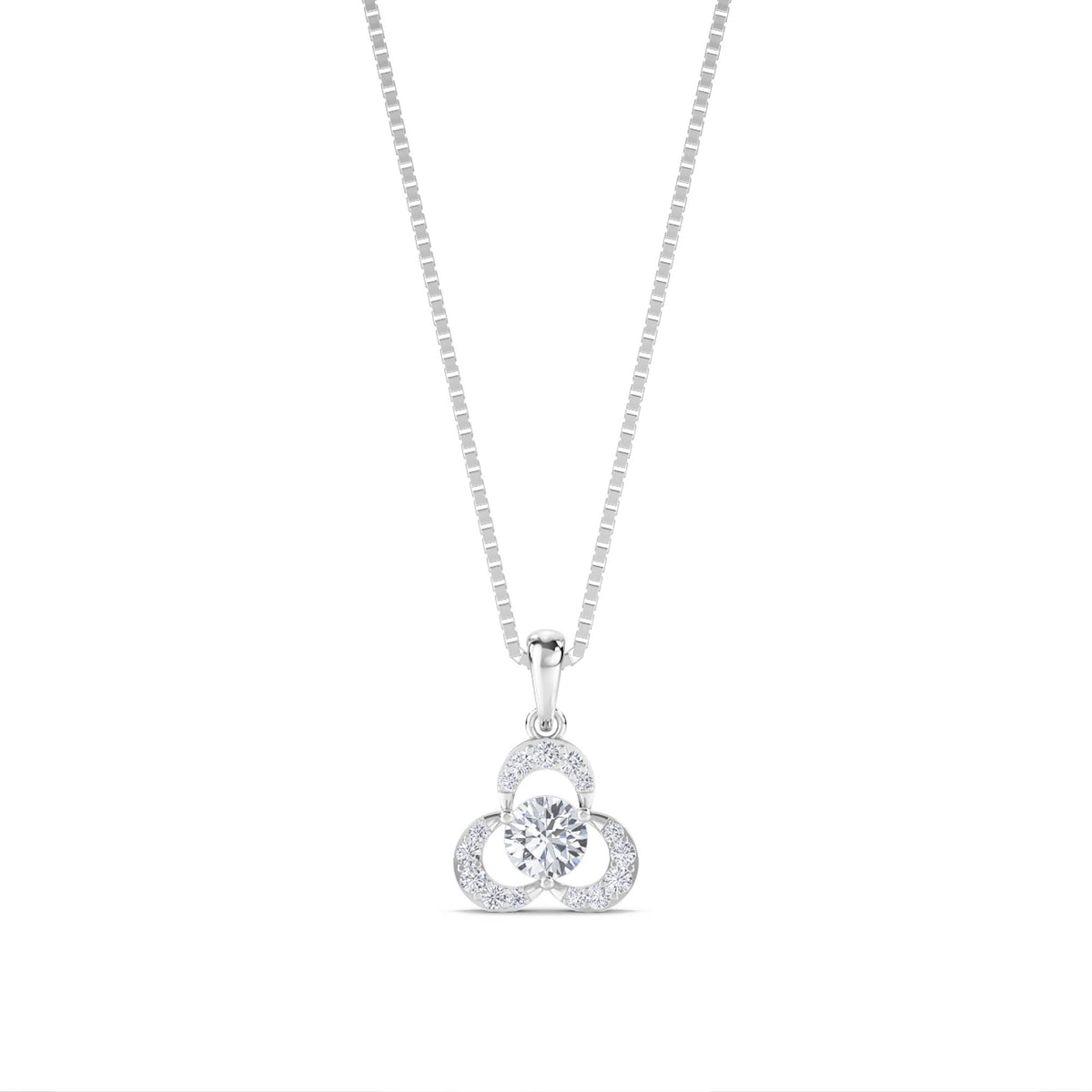 Round Trinity Clover Lab Grown Diamond Pendant (Silver) - image 1