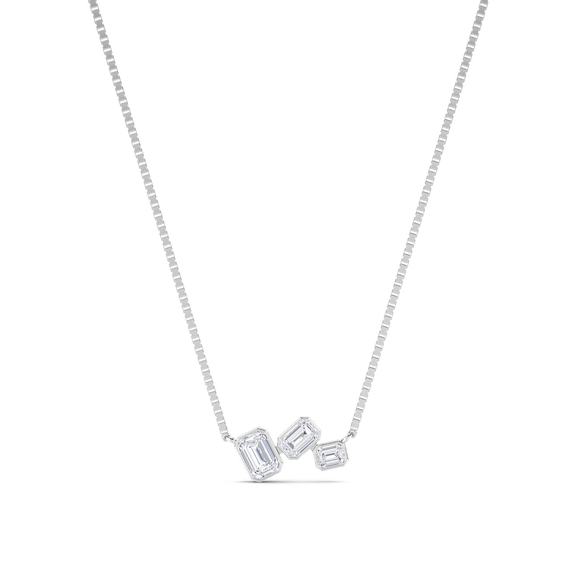 Triple Emerald Cut Graduated Lab Grown Diamond Pendant (Silver) - image 1