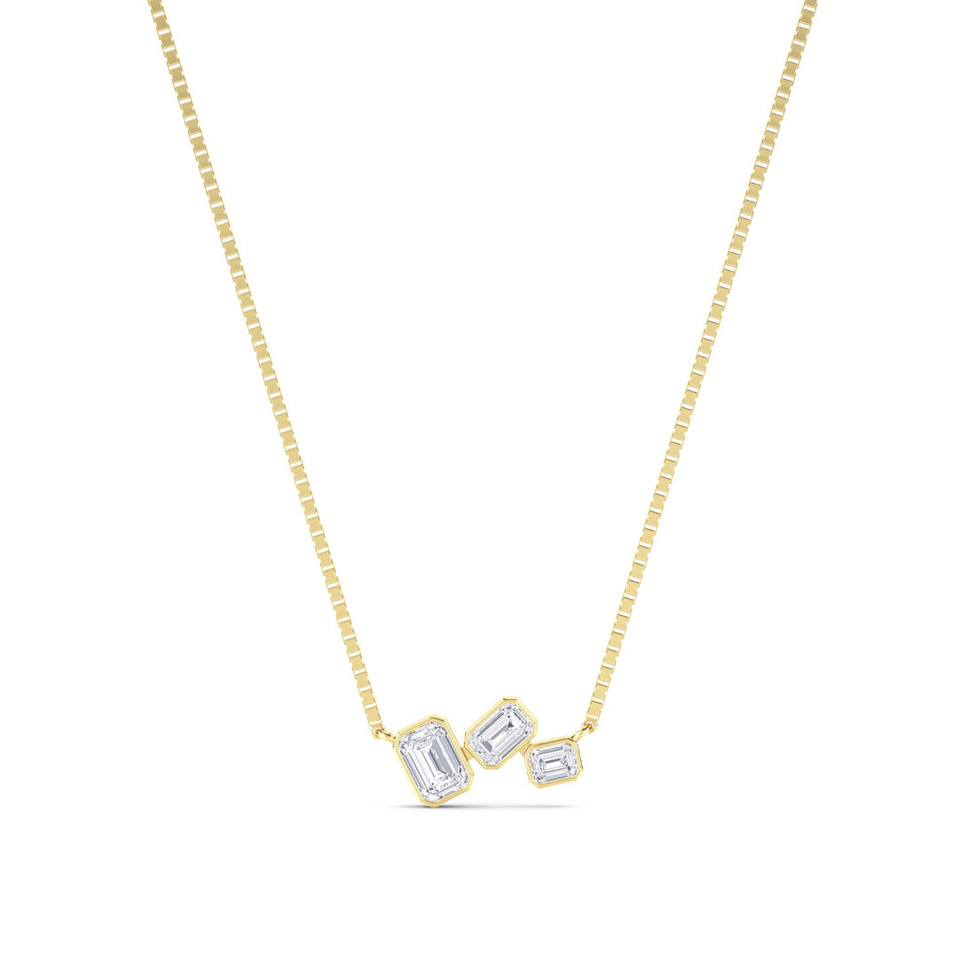 Triple Emerald Cut Graduated Lab Grown Diamond Pendant - image 1