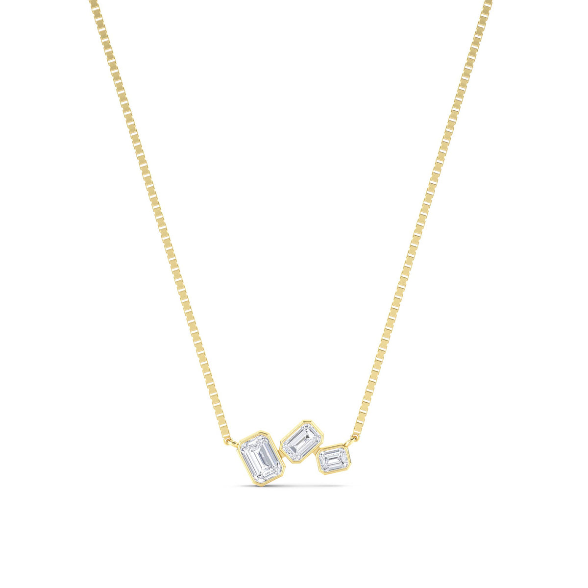 Triple Emerald Cut Graduated Lab Grown Diamond Pendant - image 1