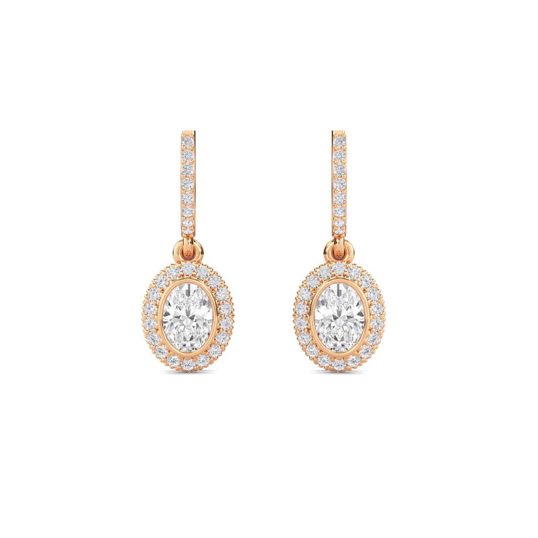 Oval Halo Drop Earrings