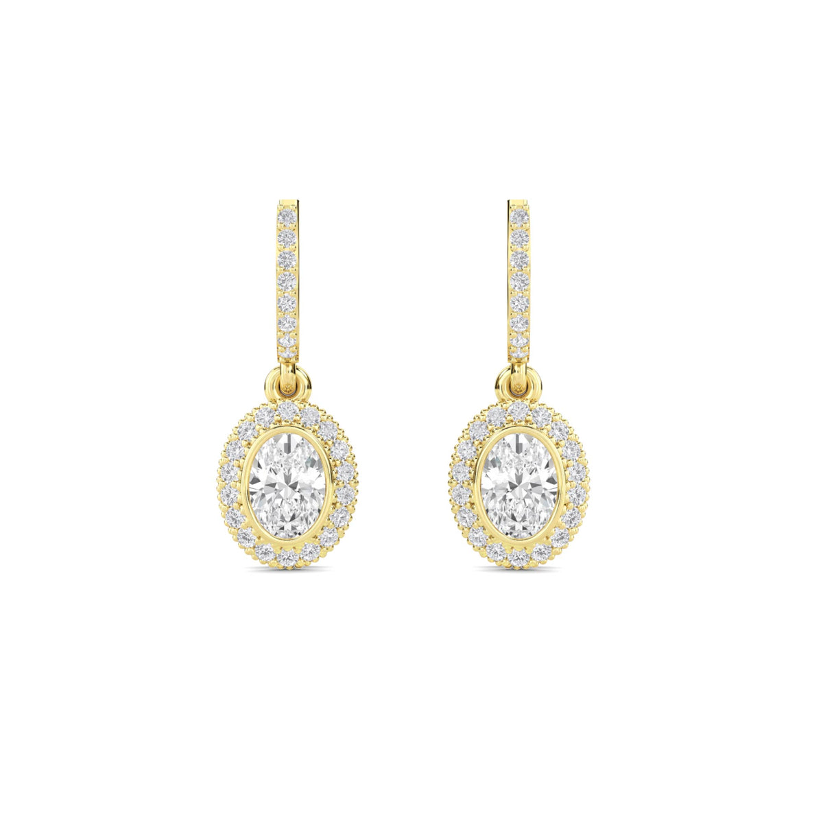 Oval Halo Drop Earrings - image 1