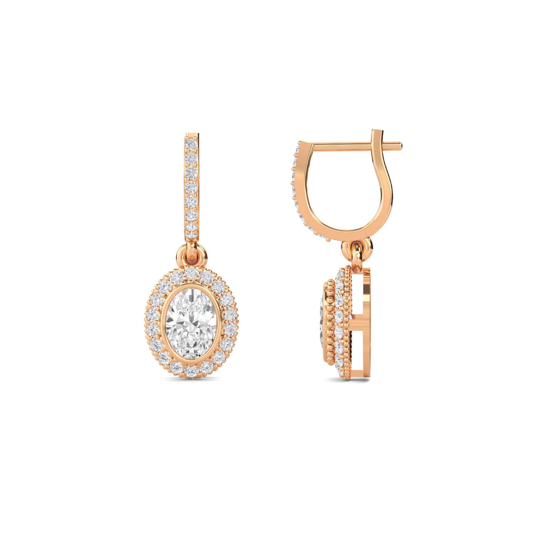 Oval Halo Drop Earrings