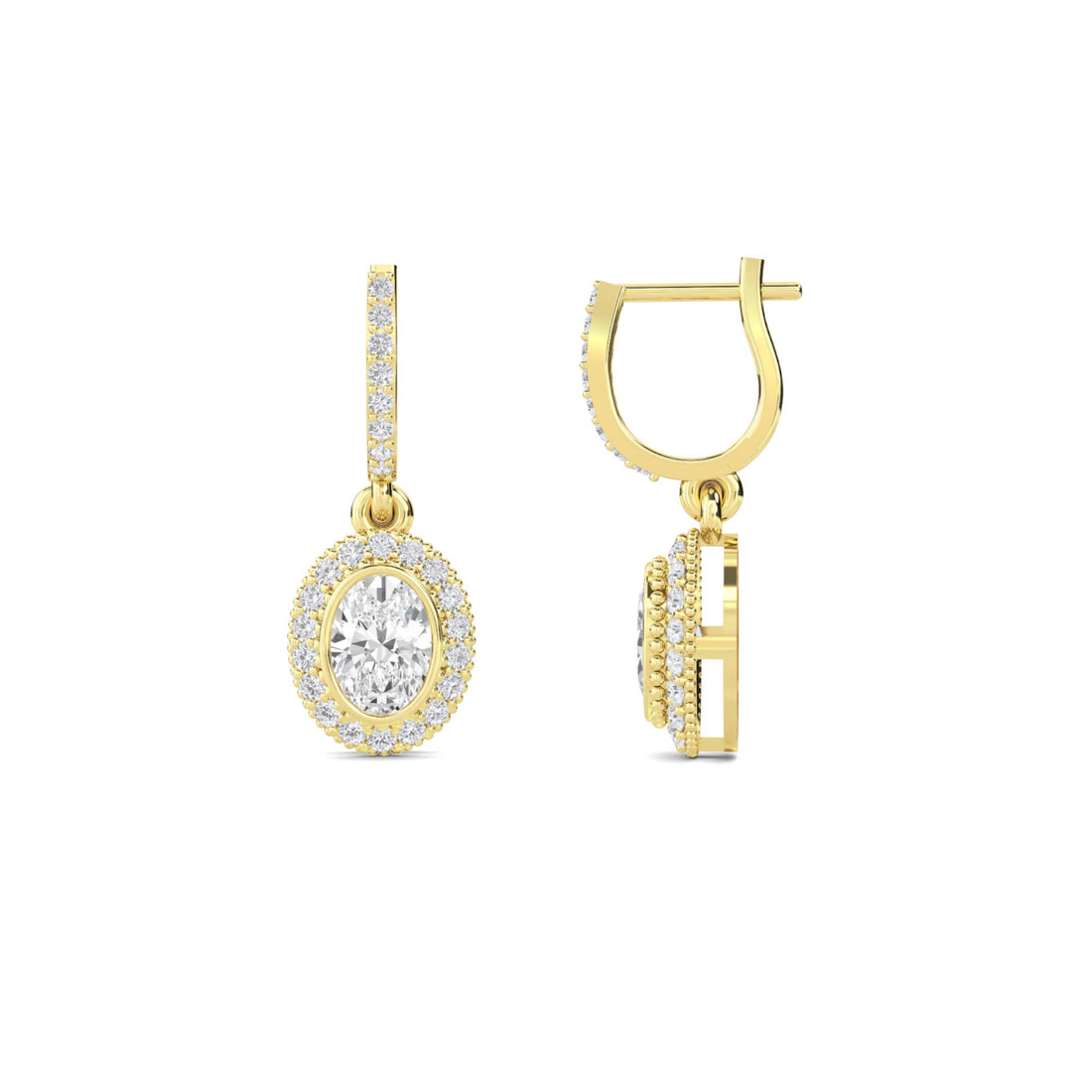 Oval Halo Drop Earrings