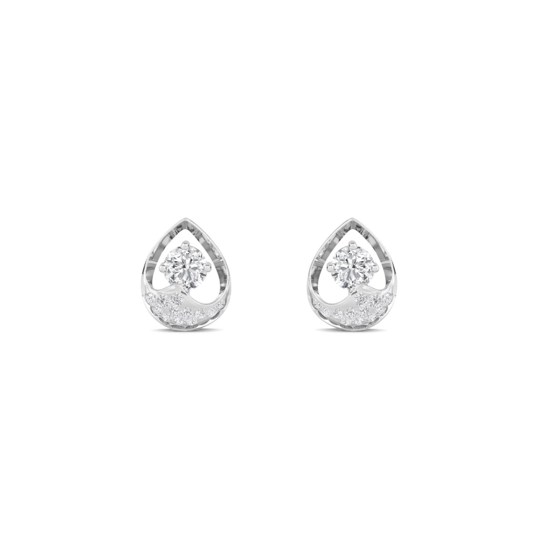 Pear Halo Stud Earrings (Silver) - image 1