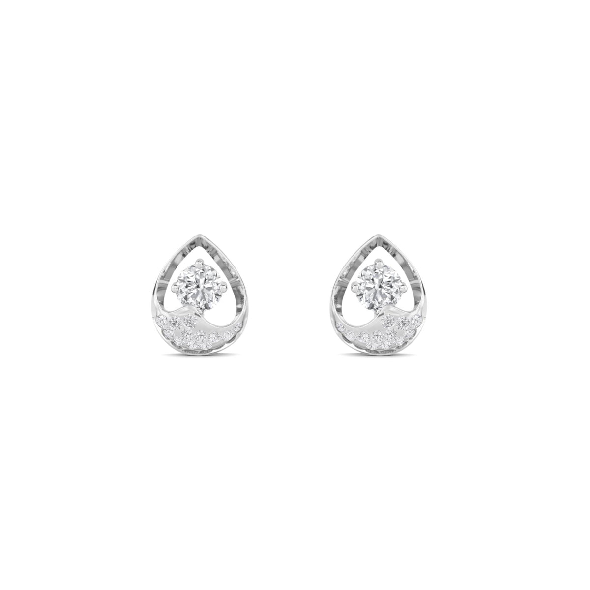 Pear Halo Stud Earrings (Silver) - image 1