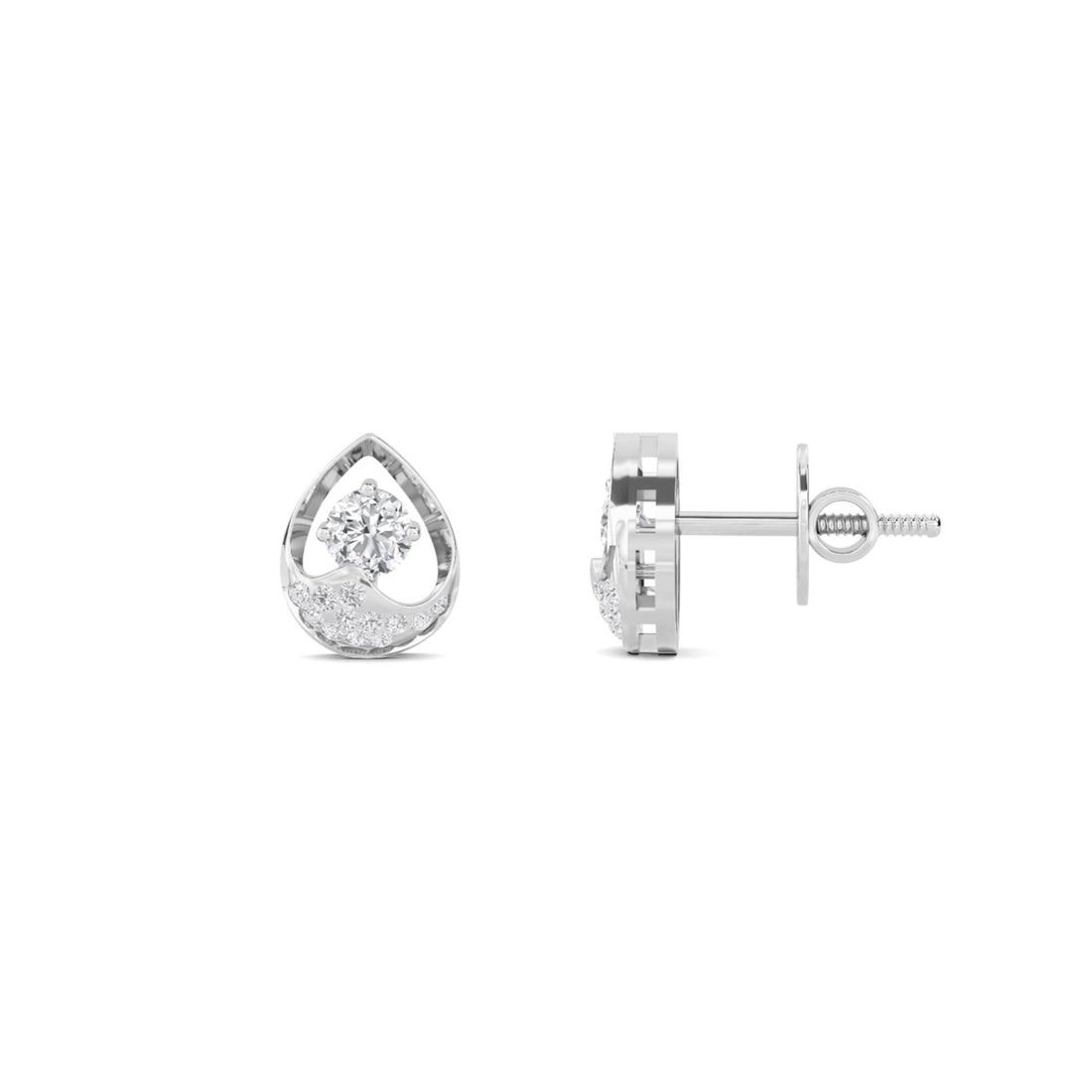 Pear Halo Stud Earrings (Silver)