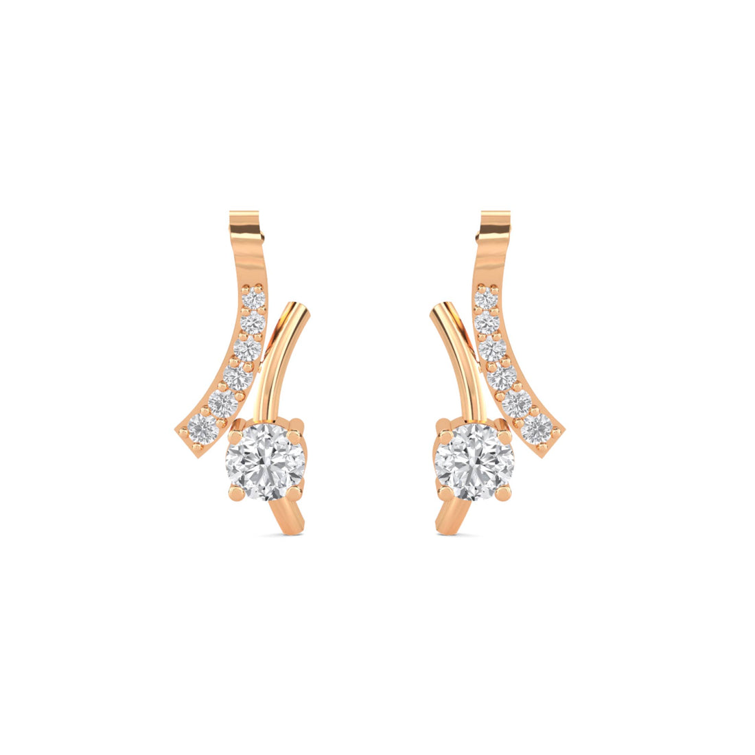 Curved Vine Two Stone Earrings