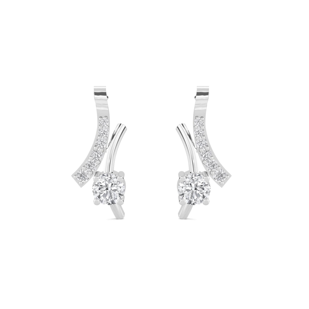 Curved Vine Two Stone Earrings (Silver) - image 1