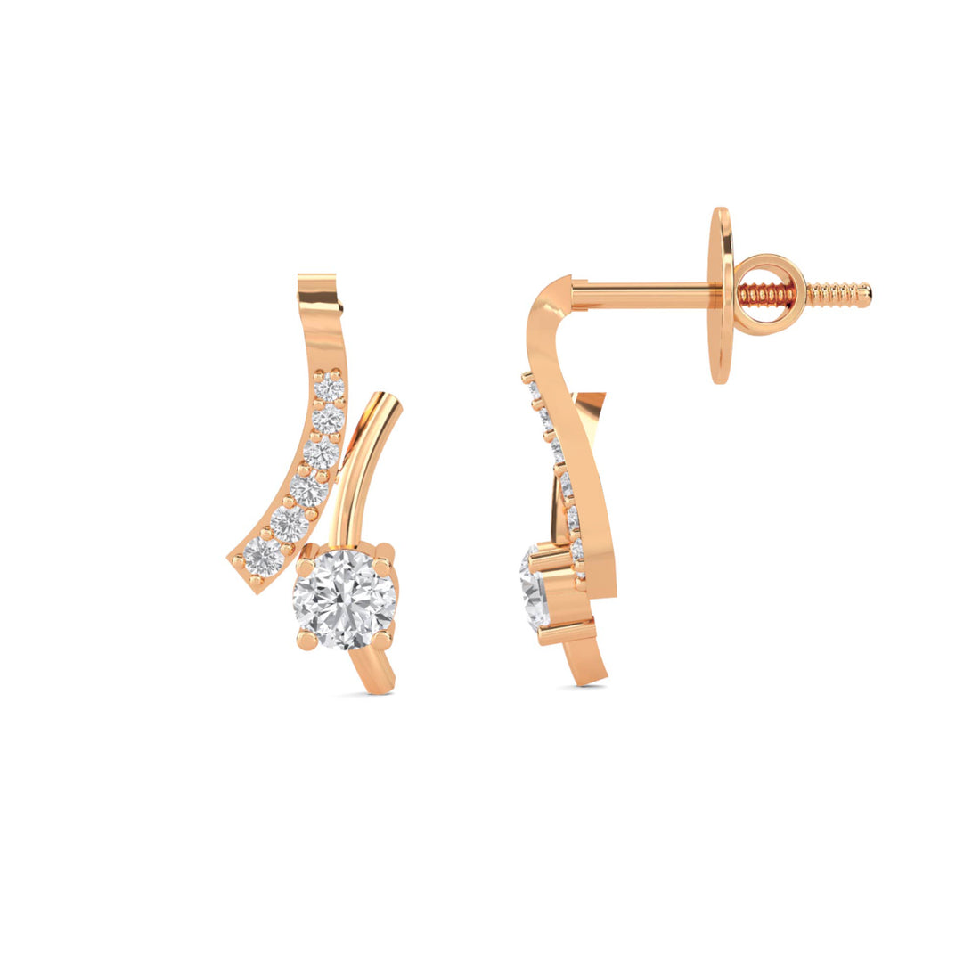Curved Vine Two Stone Earrings