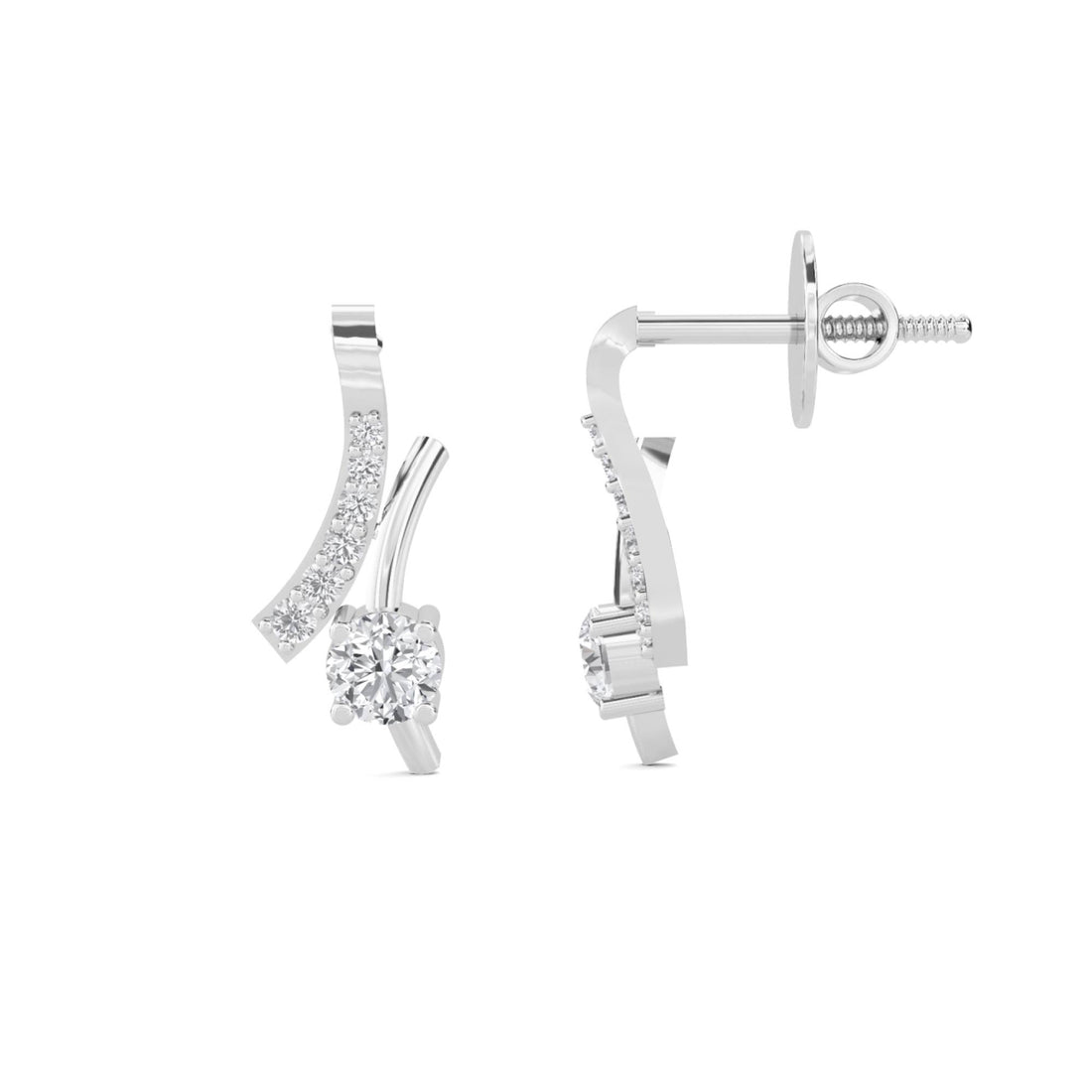 Curved Vine Two Stone Earrings (Silver)