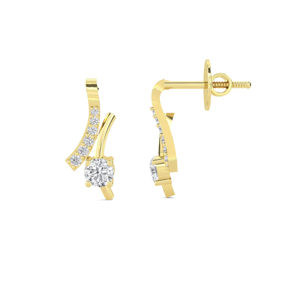 Curved Vine Two Stone Earrings