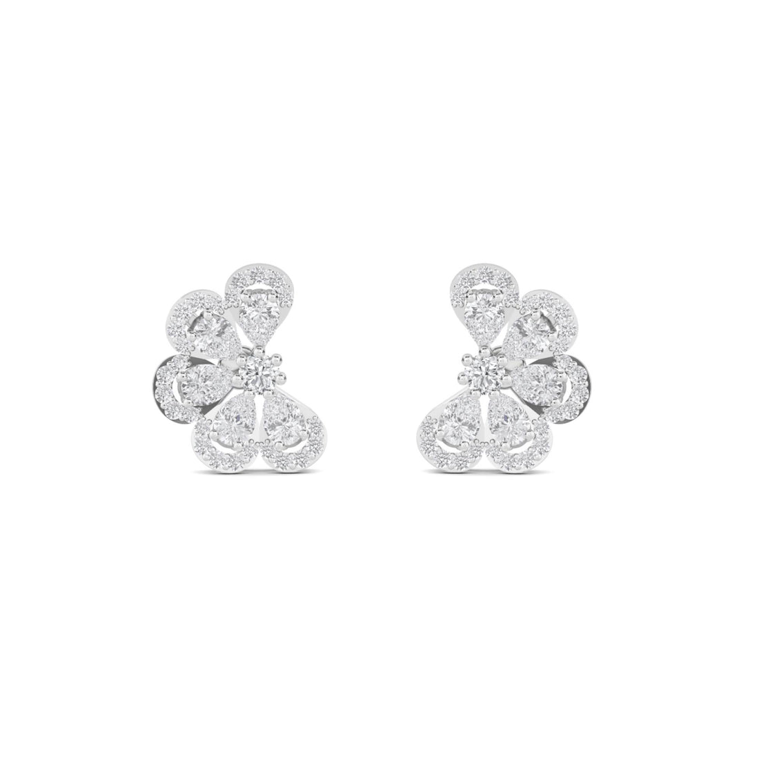 Flower Cluster Stud Earrings (Silver) - image 1
