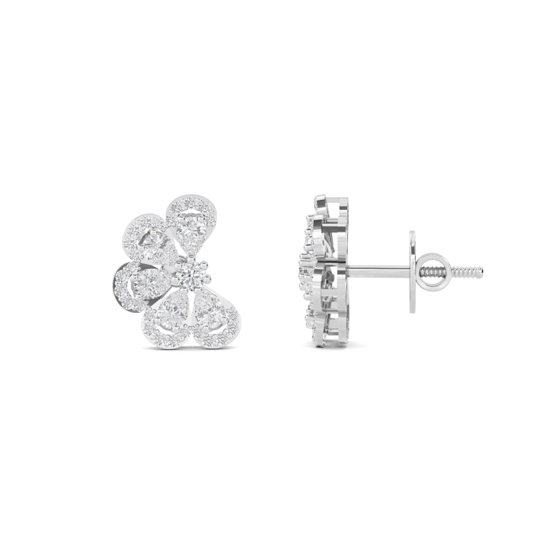 Flower Cluster Stud Earrings (Silver)