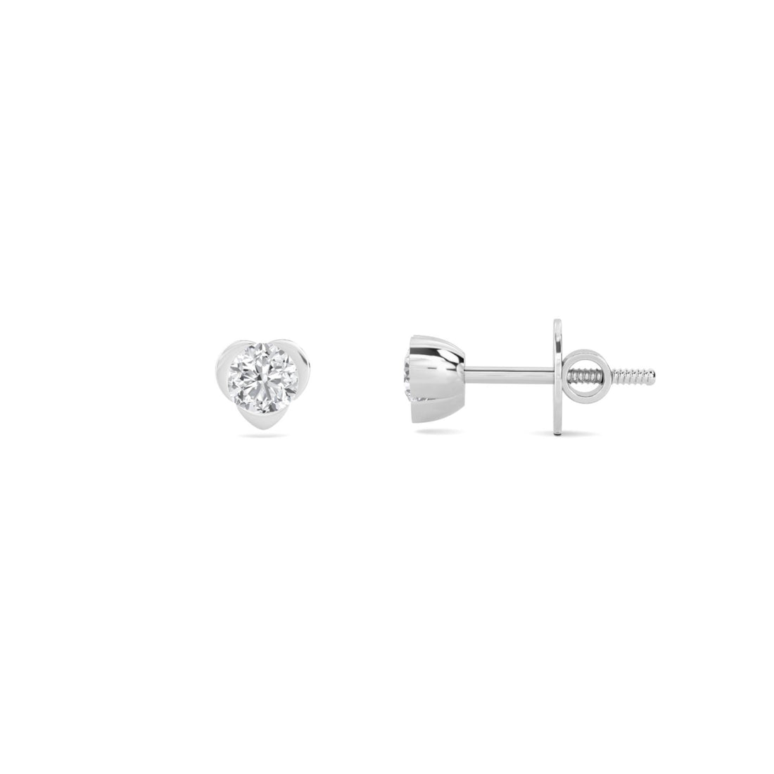 Heart Stud Earrings (Silver)