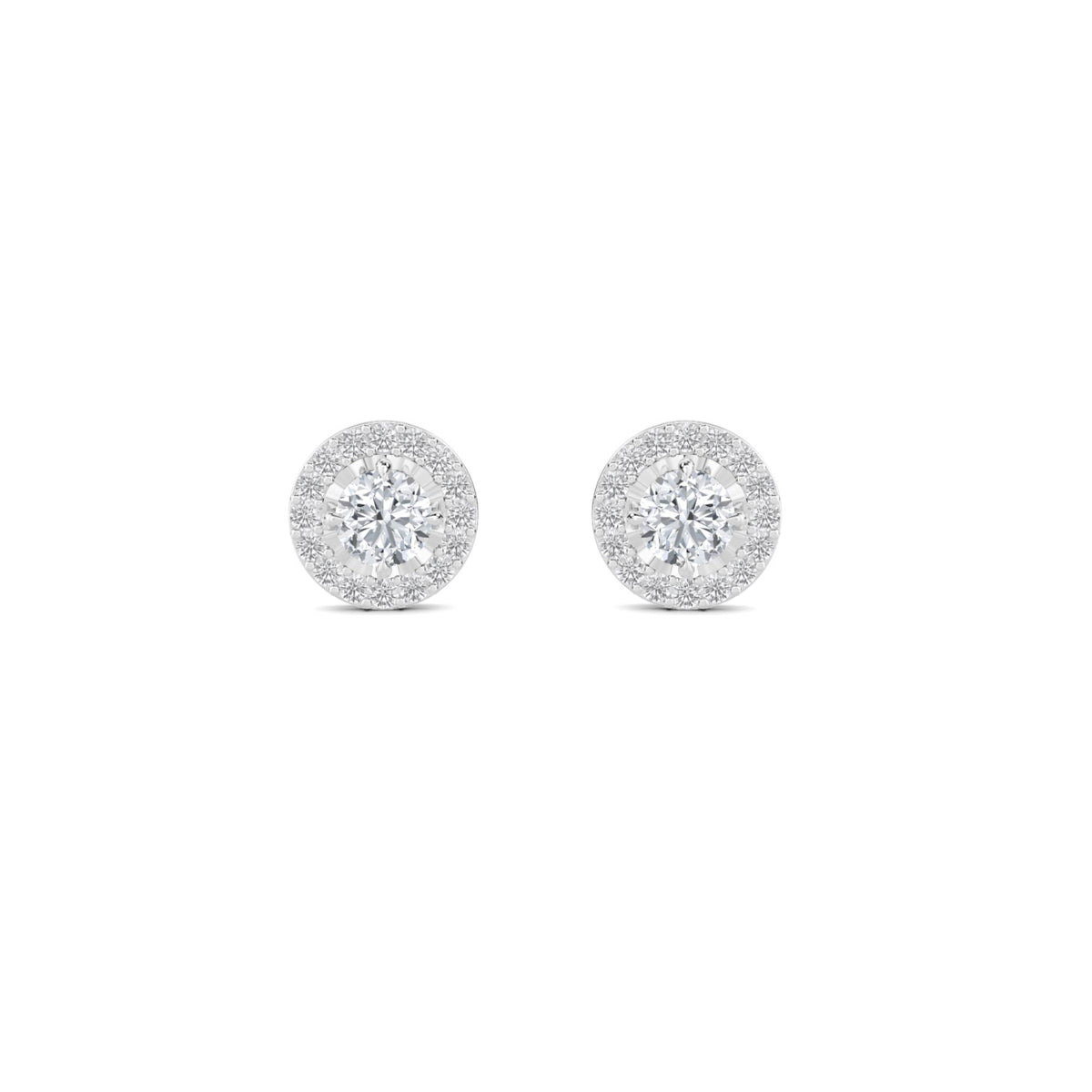 Round Halo Stud Earrings (Silver) - image 1