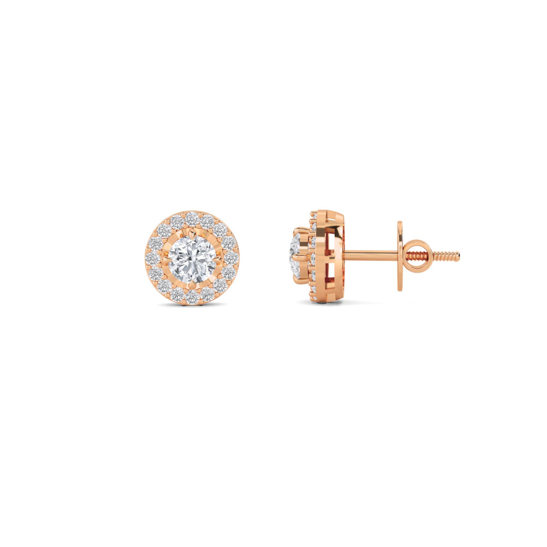 Round Halo Stud Earrings