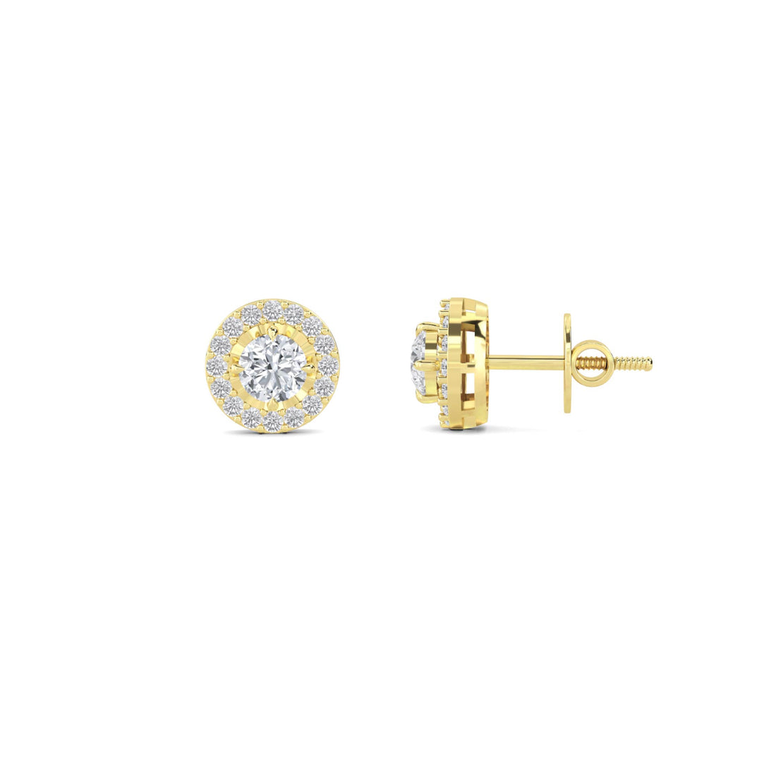 Round Halo Stud Earrings