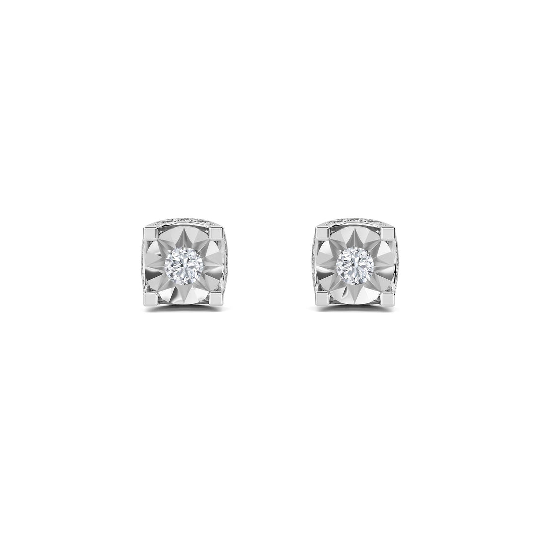 Starburst Round Diamond Stud Earrings