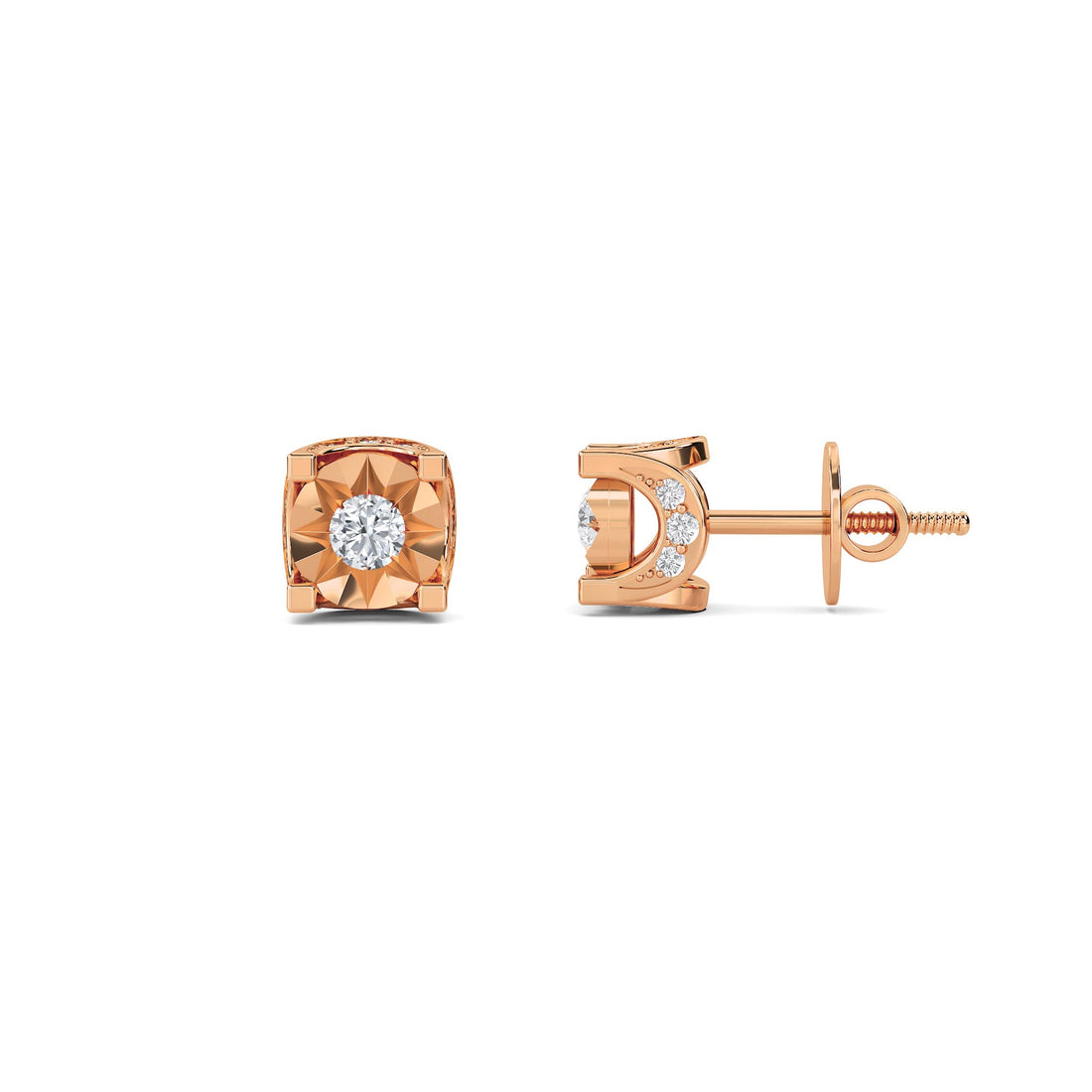Starburst Round Diamond Stud Earrings