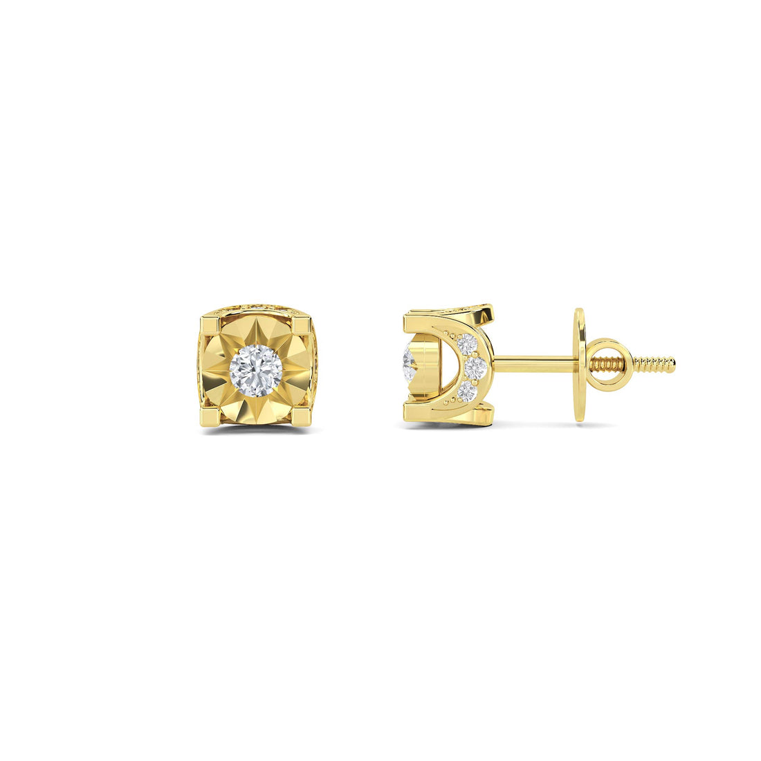 Starburst Round Diamond Stud Earrings