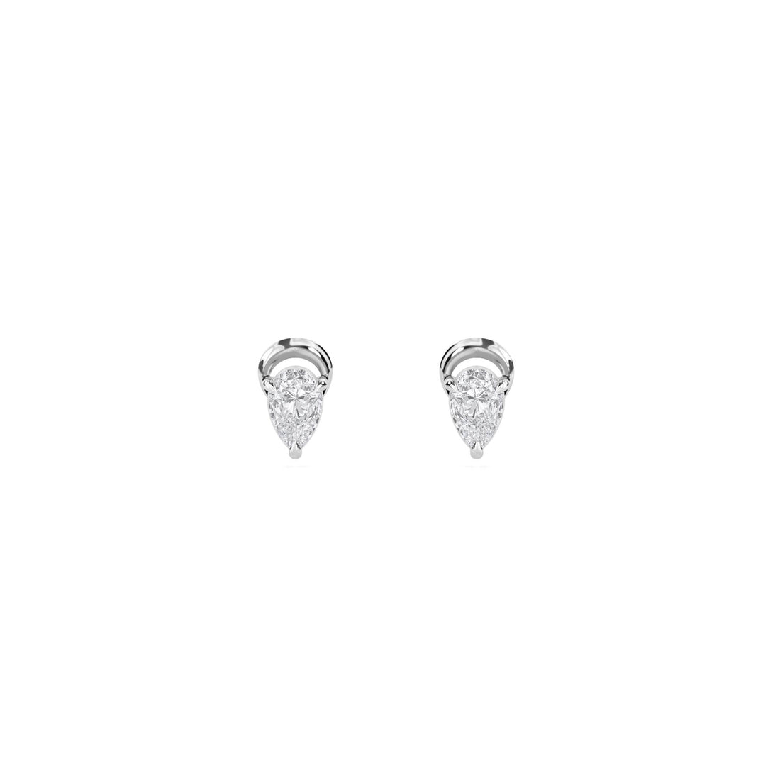 Pear Drop Solitaire Stud Earrings (Silver) - image 1