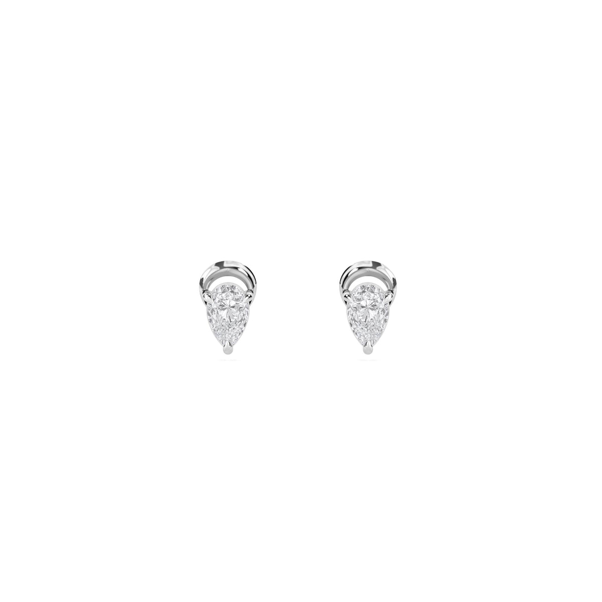 Pear Drop Solitaire Stud Earrings (Silver) - image 1