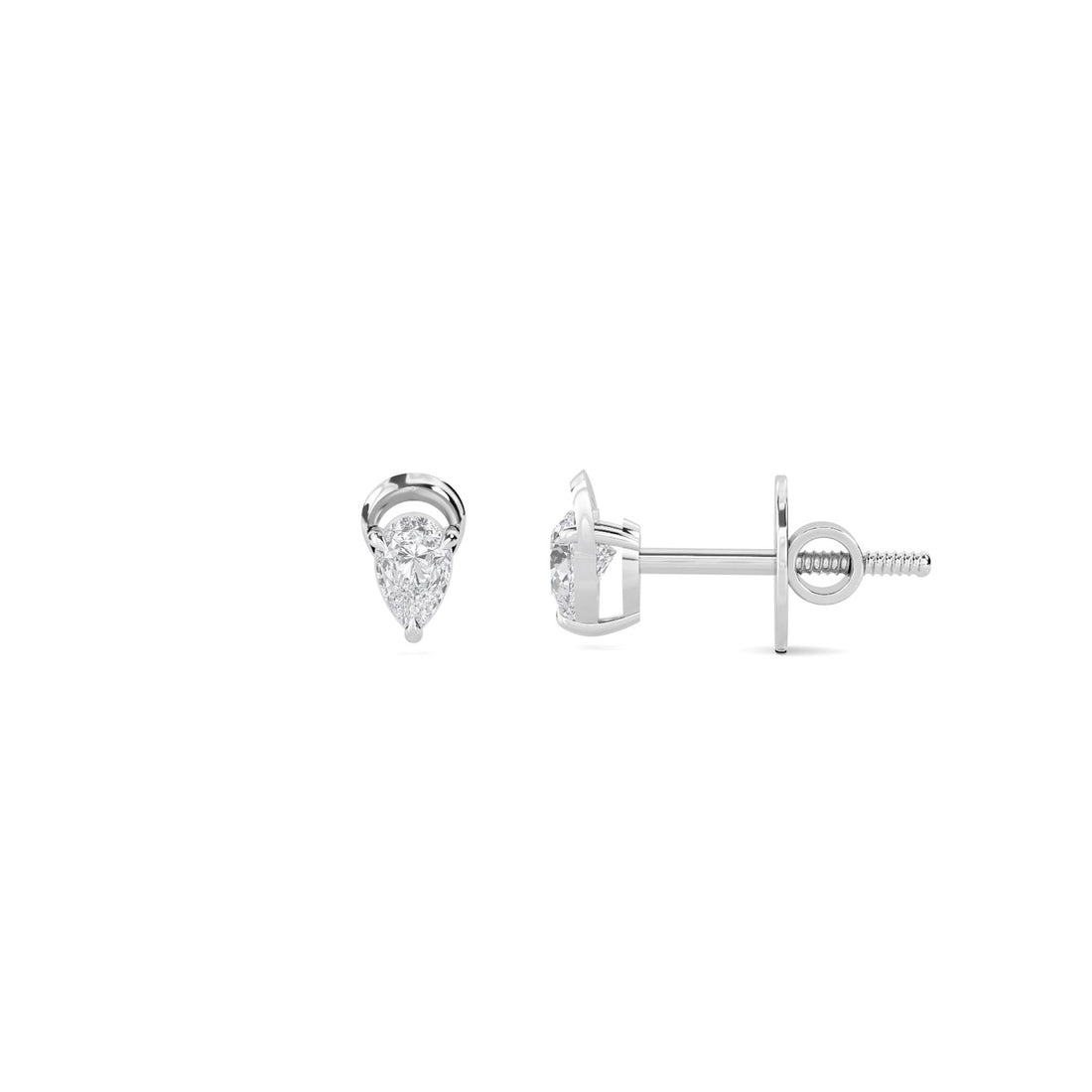 Pear Drop Solitaire Stud Earrings (Silver)