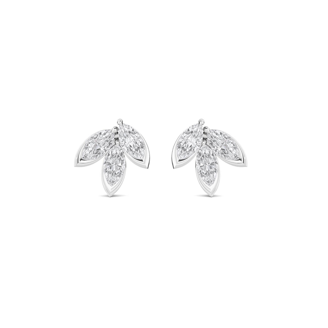 Triple Marquise Leaf Stud Earrings (Silver) - image 1