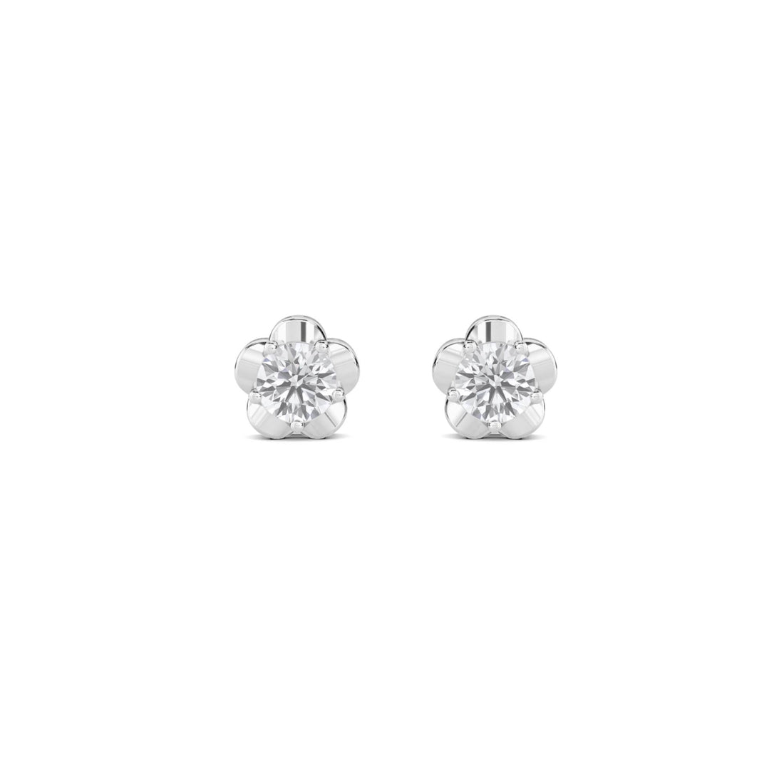 Round Flower Stud Earrings (Silver) - image 1