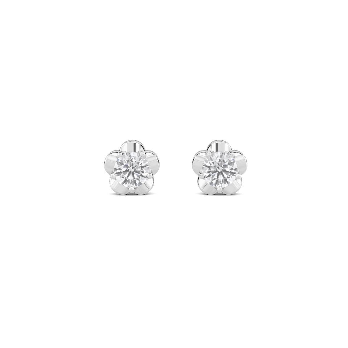 Round Flower Stud Earrings (Silver) - image 1