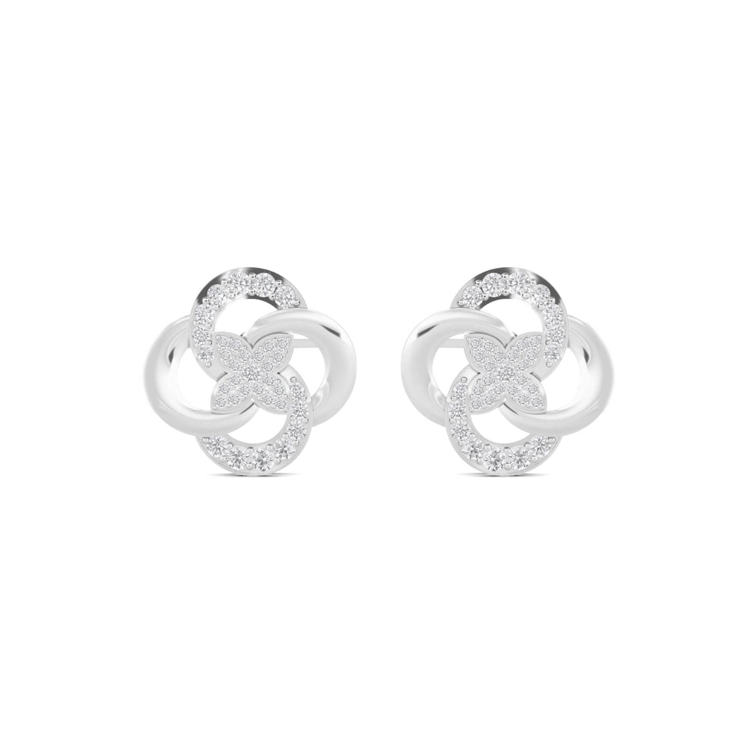 Interlocking Circles Stud Earrings (Silver) - image 1