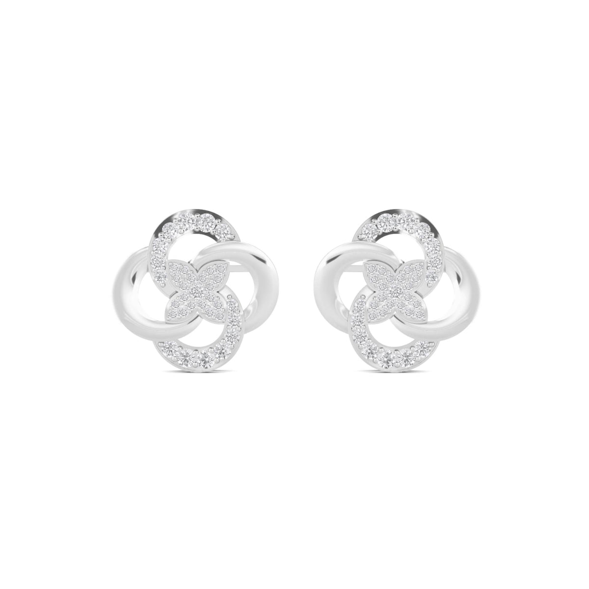 Interlocking Circles Stud Earrings (Silver) - image 1