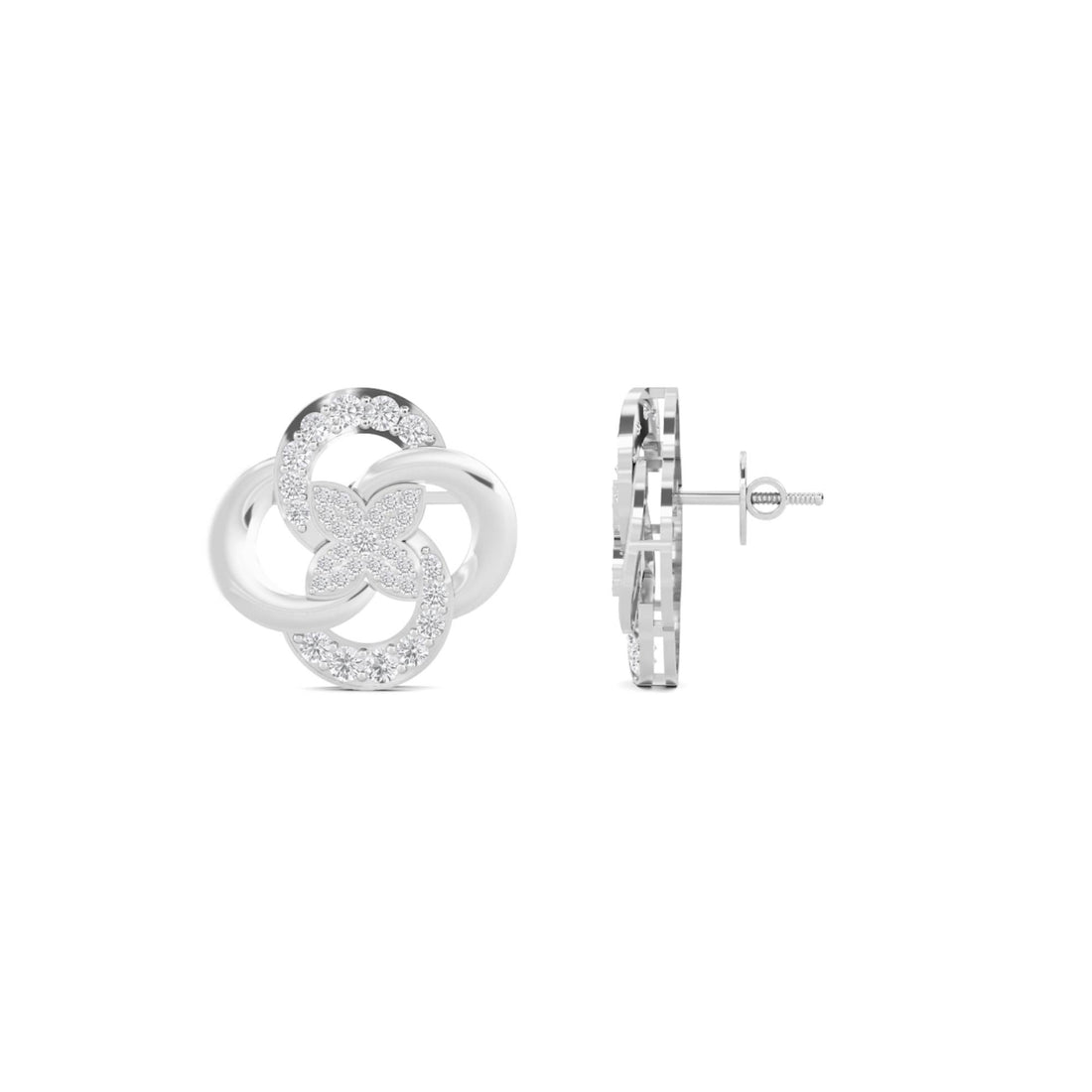 Interlocking Circles Stud Earrings (Silver)