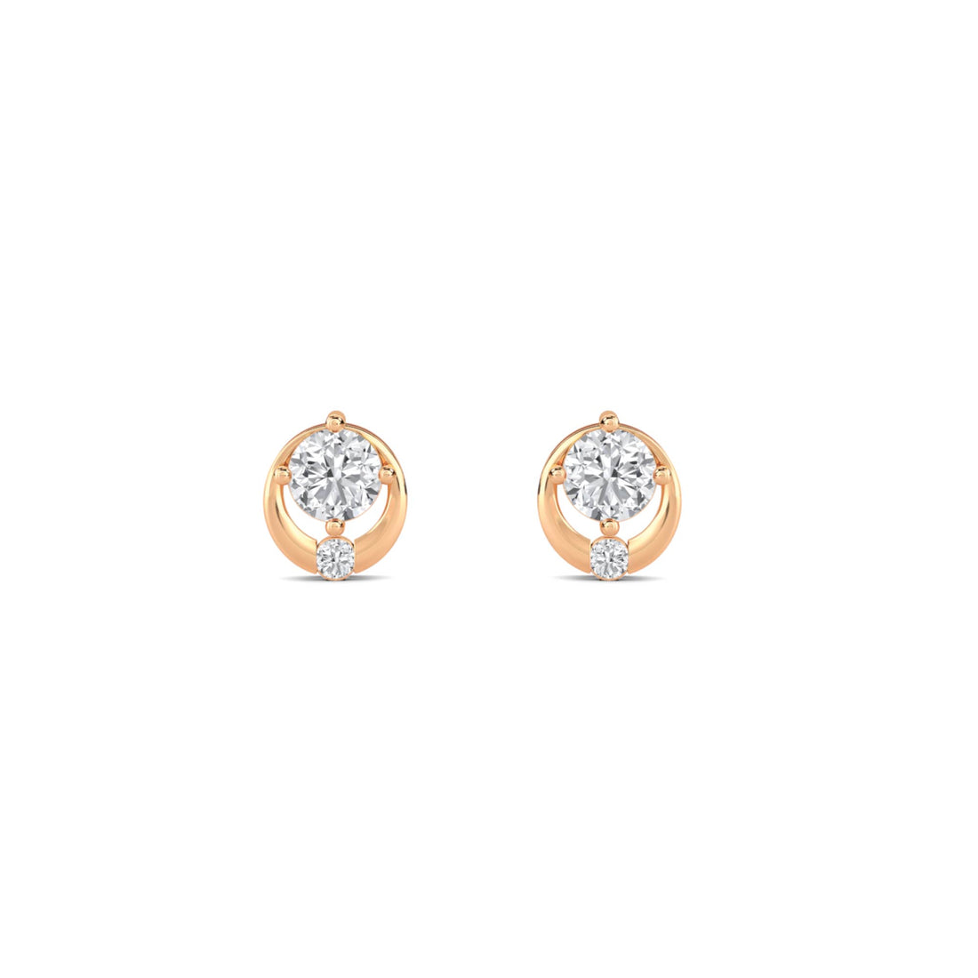 Round Bezel Solitaire Stud Earrings