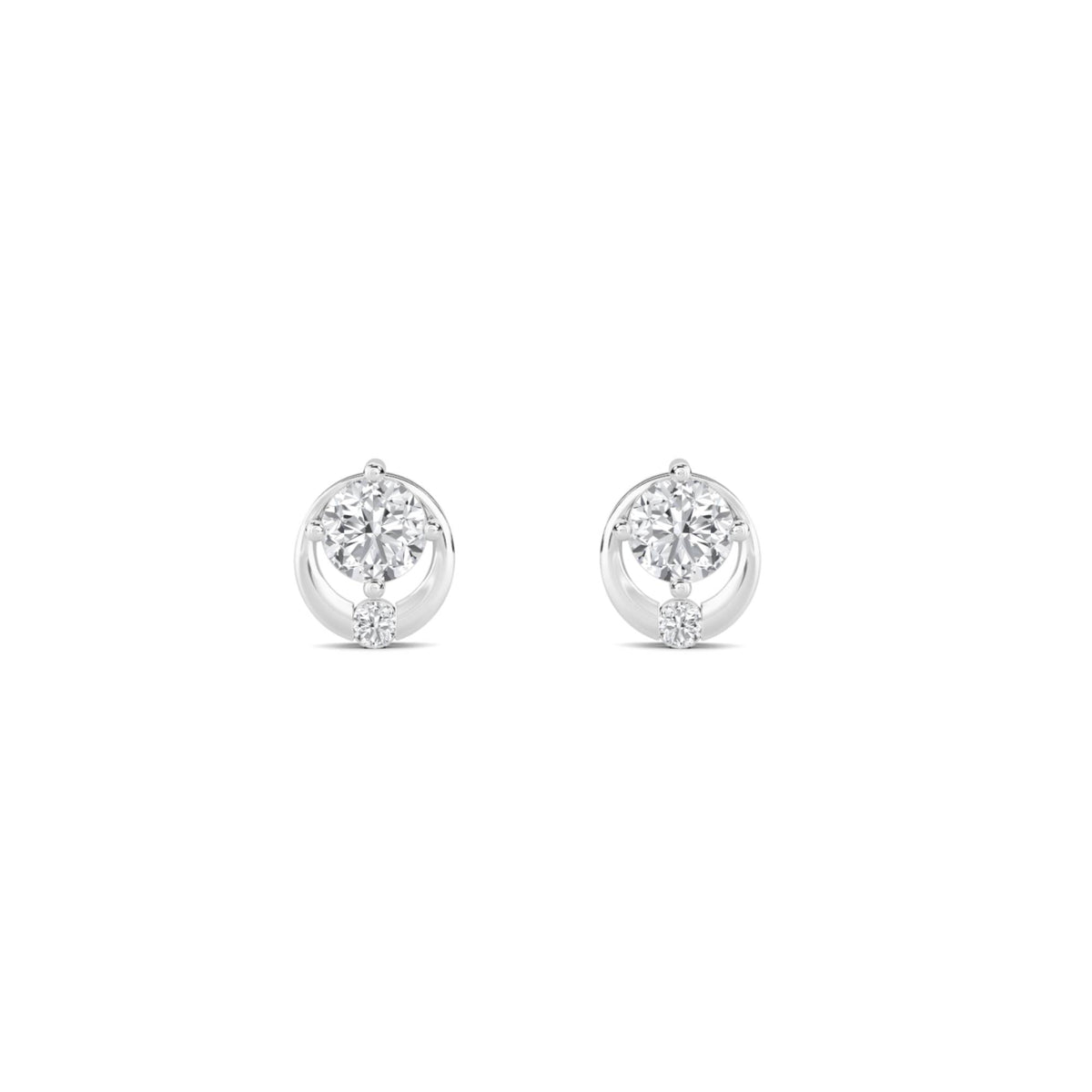 Round Bezel Solitaire Stud Earrings (Silver) - image 1