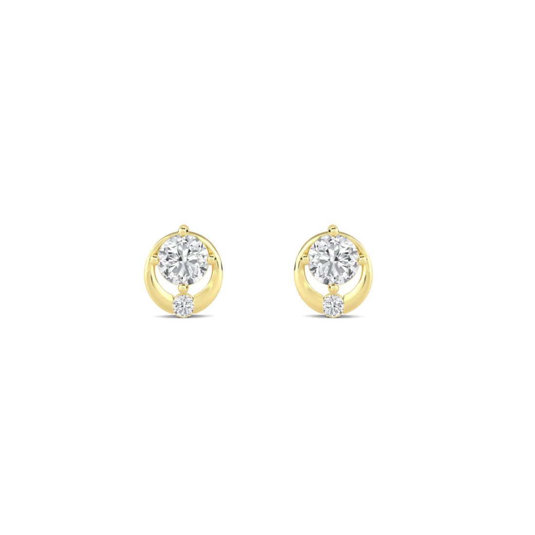 Round Bezel Solitaire Stud Earrings - image 1