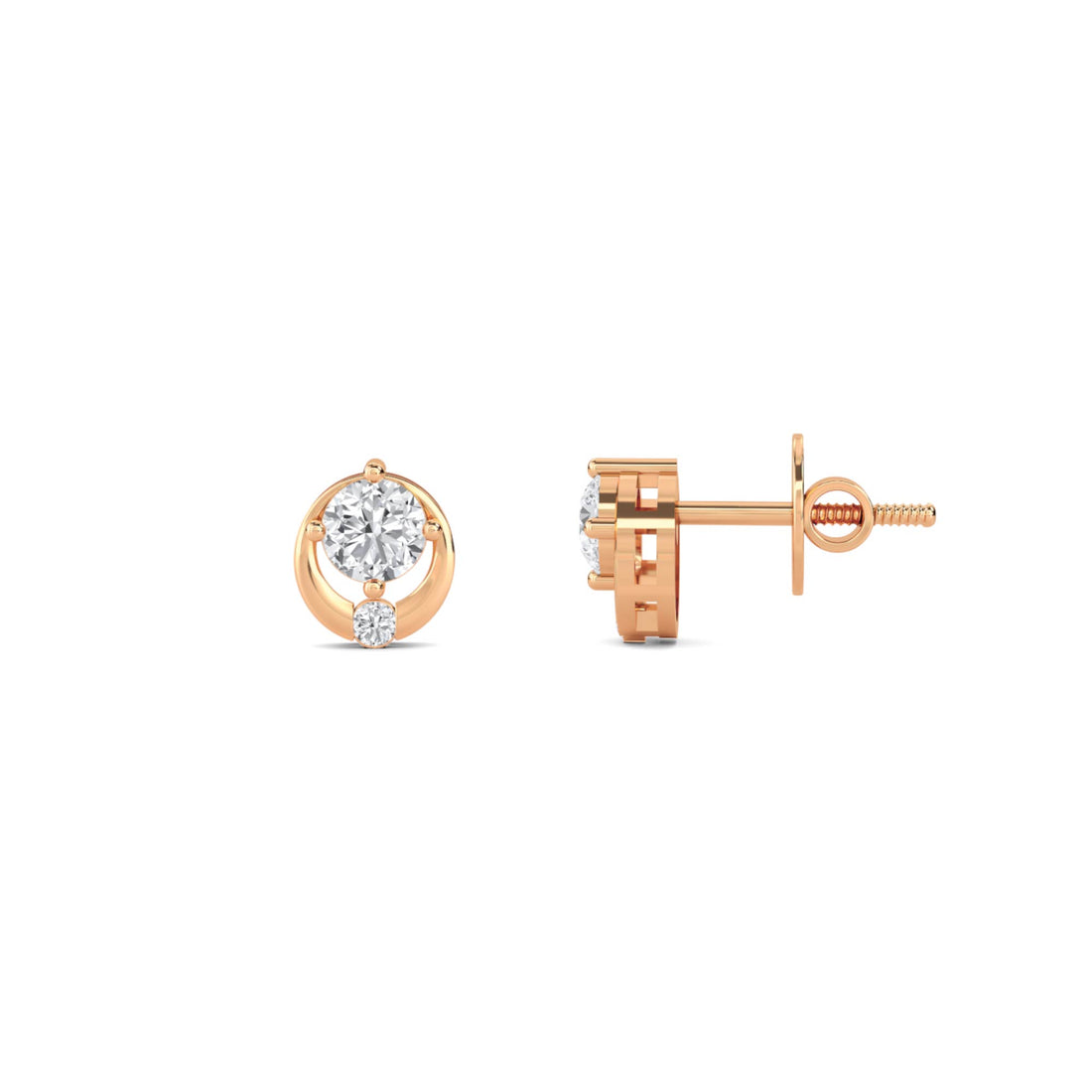 Round Bezel Solitaire Stud Earrings