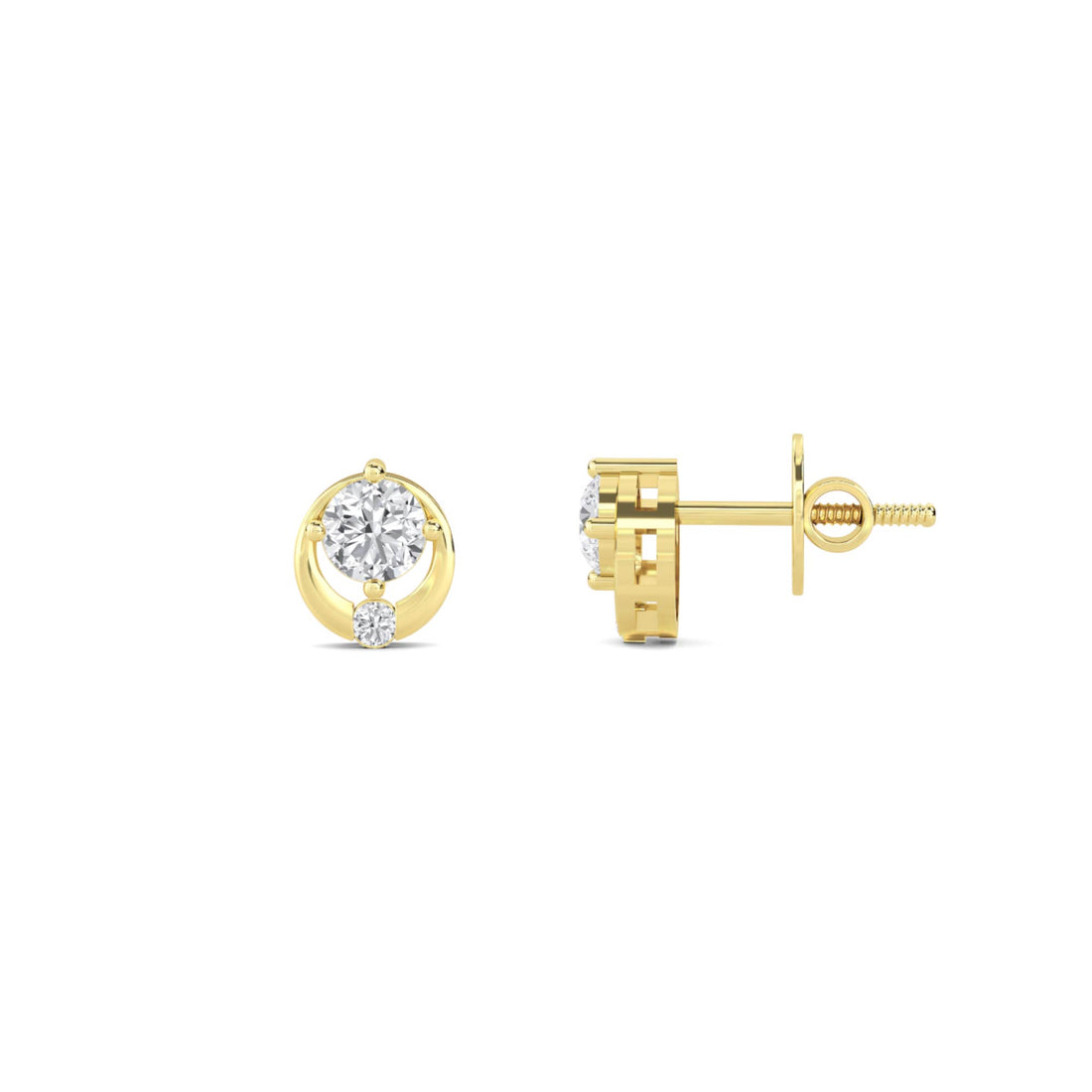 Round Bezel Solitaire Stud Earrings