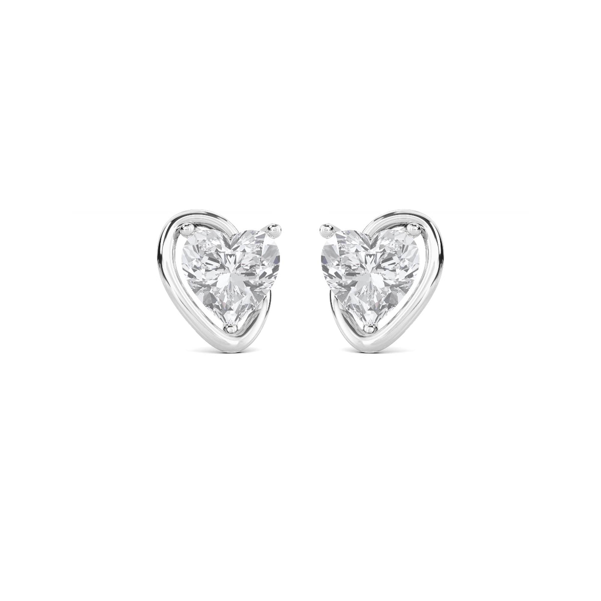 Heart Cluster Stud Earrings (Silver) - image 1
