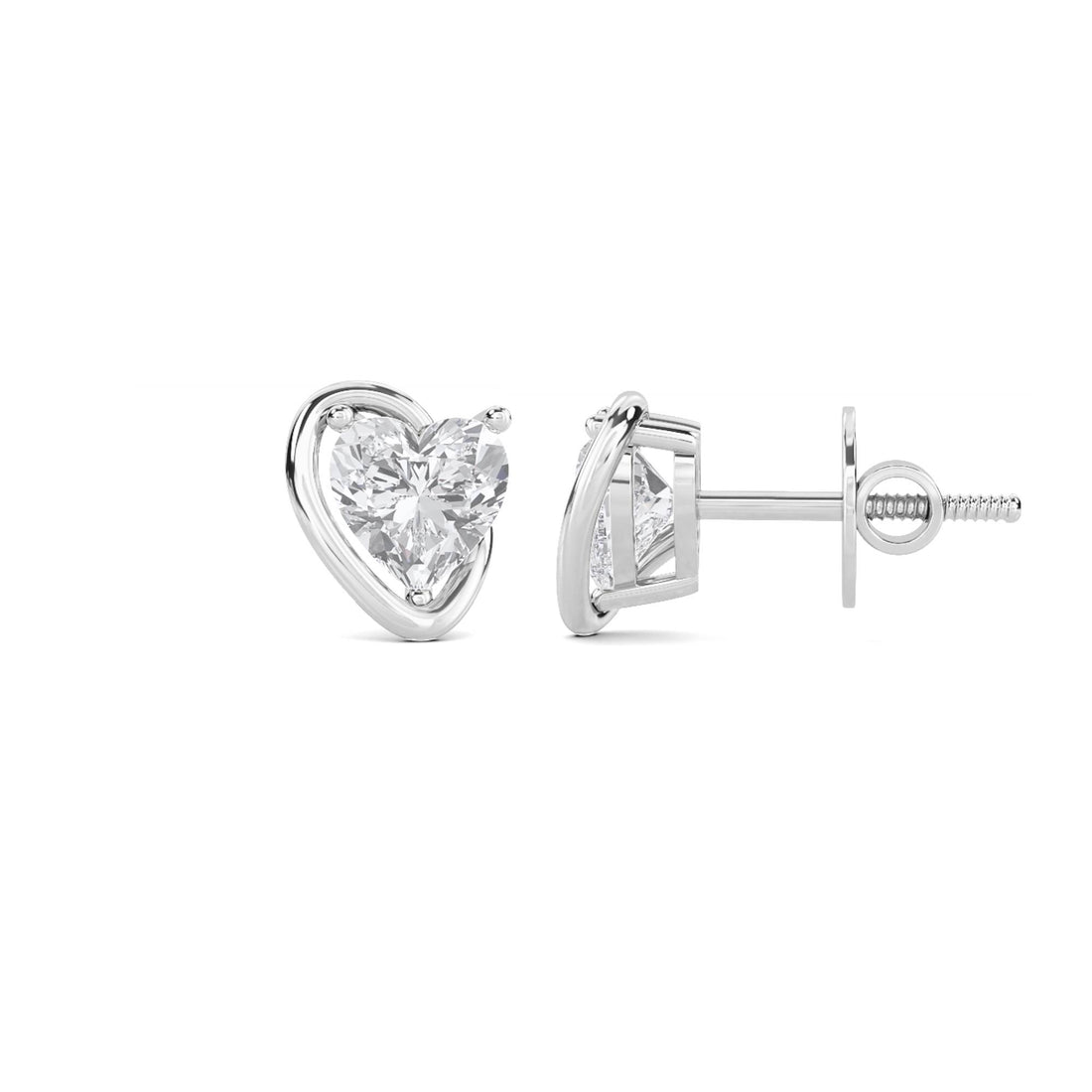 Heart Cluster Stud Earrings (Silver)