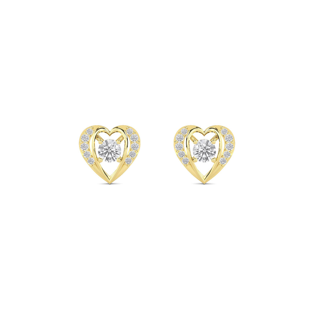 Heart Solitaire Halo Stud Earrings - image 1