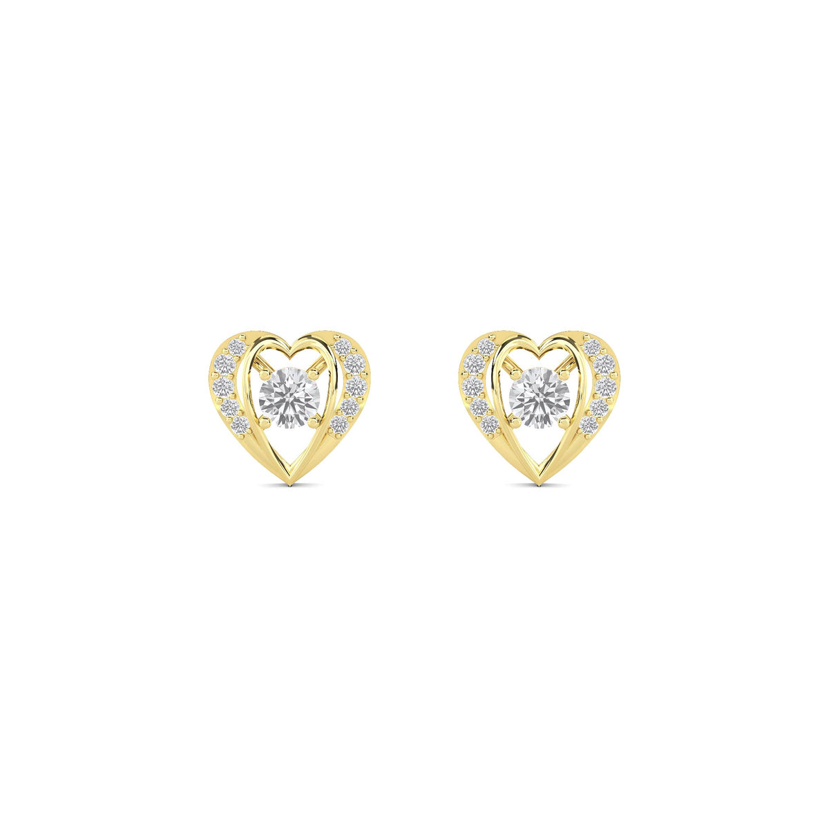 Heart Solitaire Halo Stud Earrings - image 1