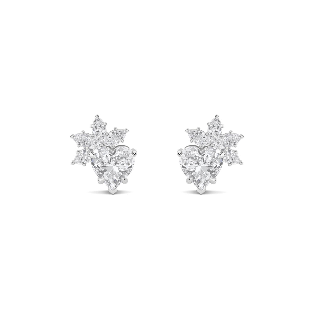 Snowflake Cluster Stud Earrings (Silver) - image 1