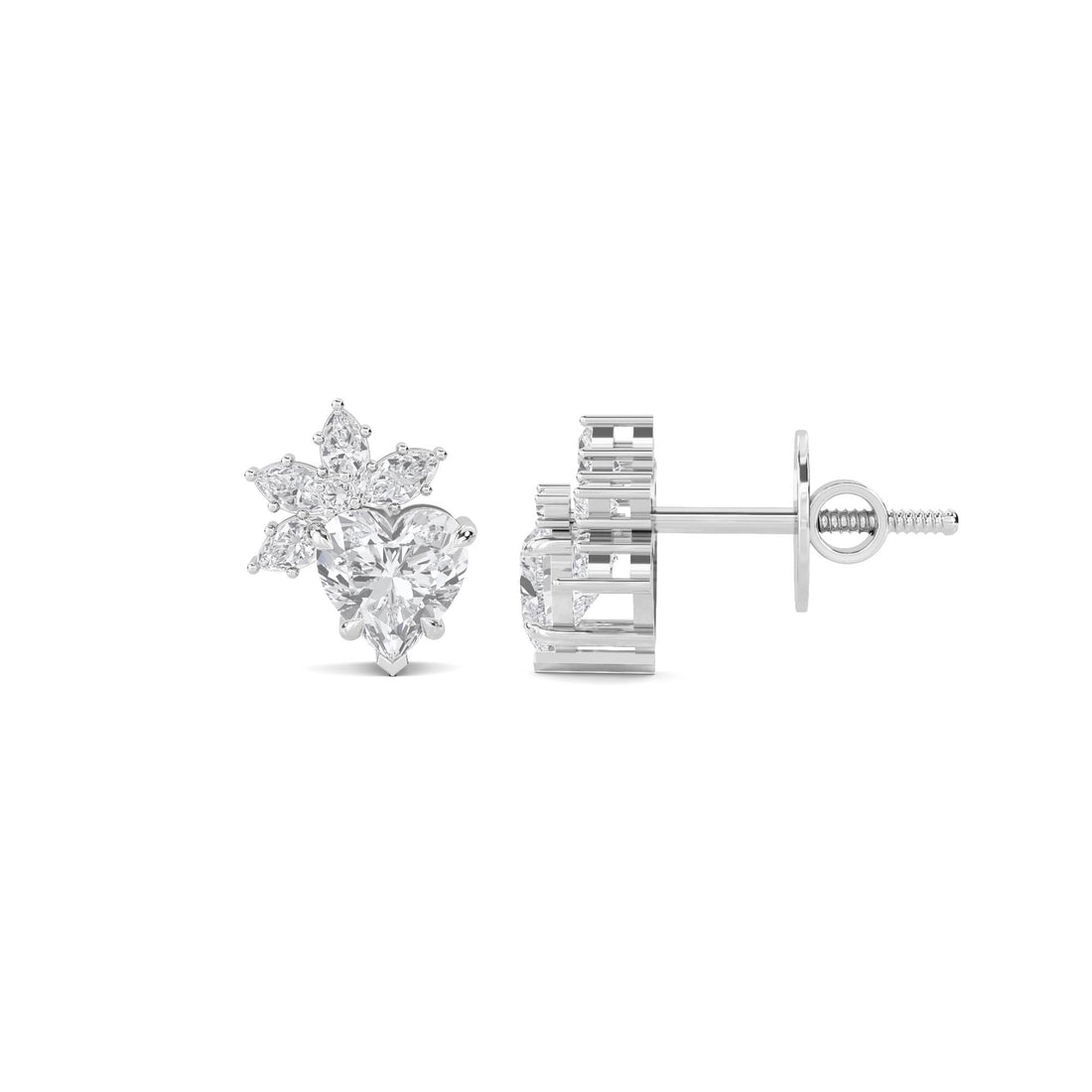 Snowflake Cluster Stud Earrings (Silver)