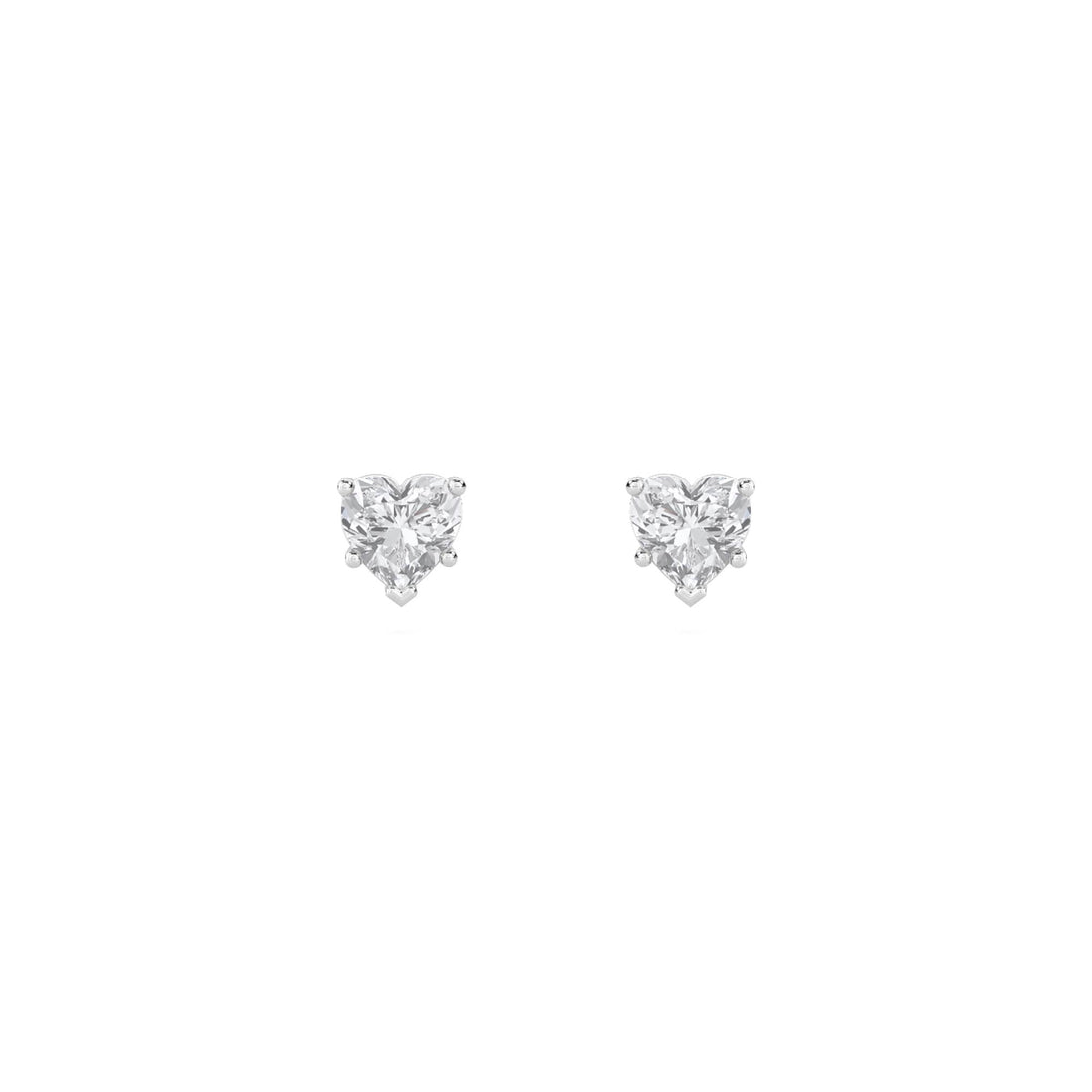 Heart Solitaire Stud Earrings (Silver) - image 1