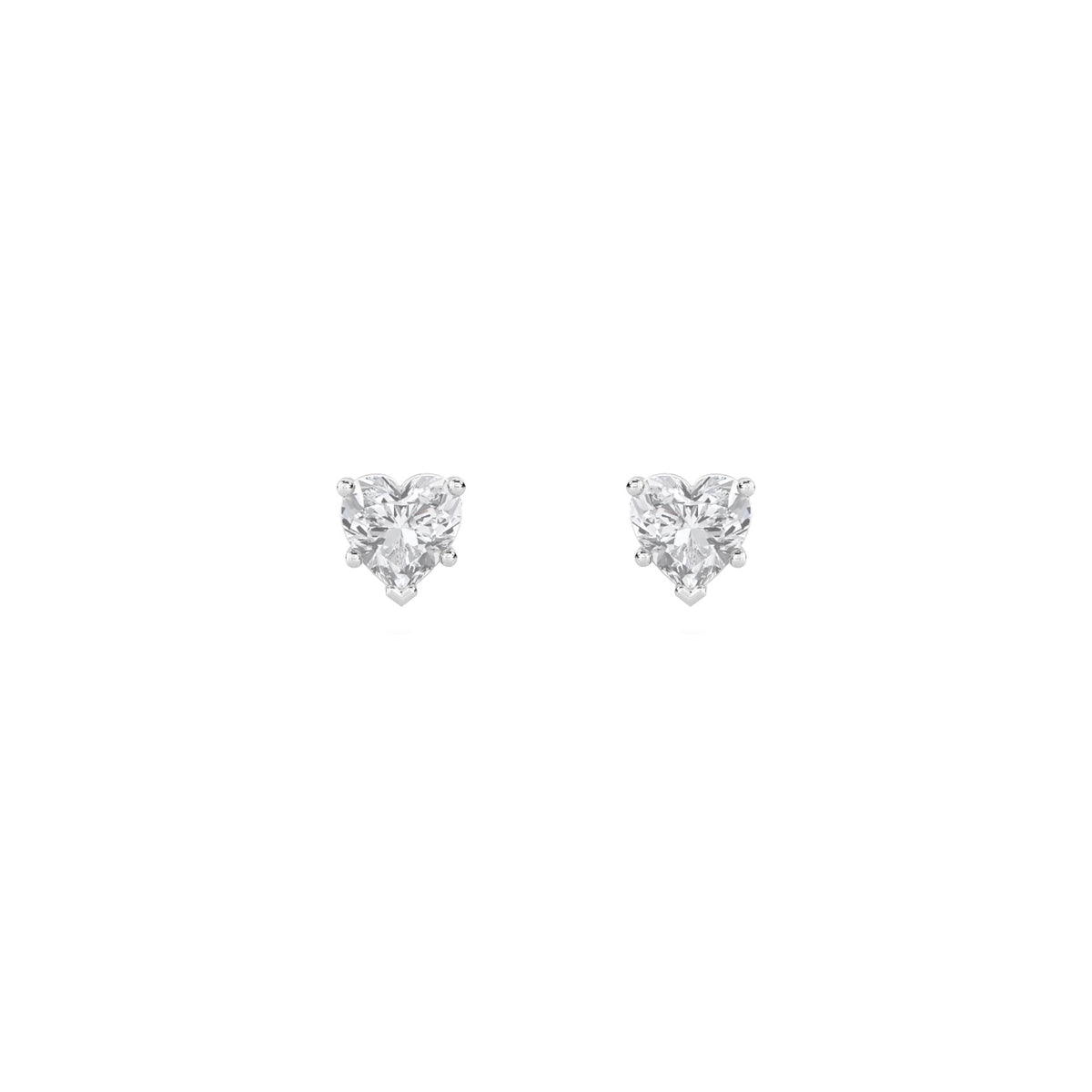 Heart Solitaire Stud Earrings (Silver) - image 1