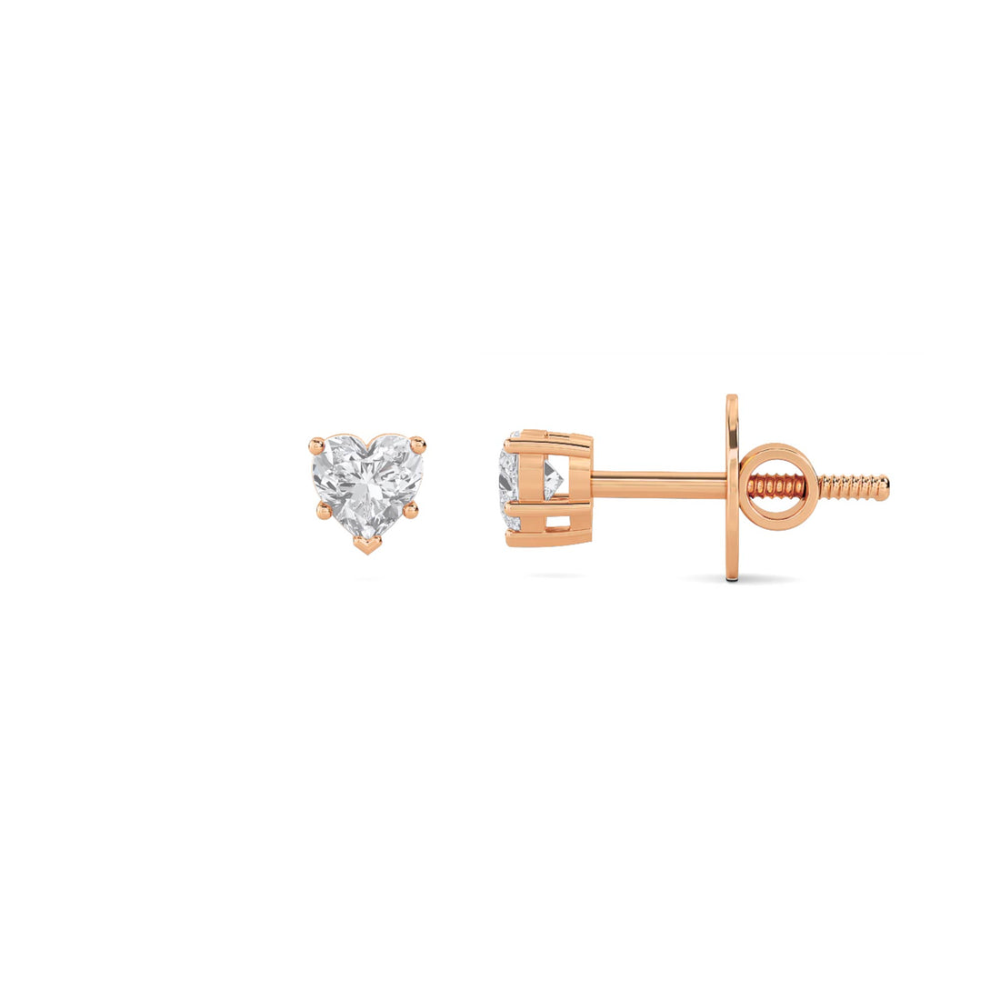Heart Solitaire Stud Earrings