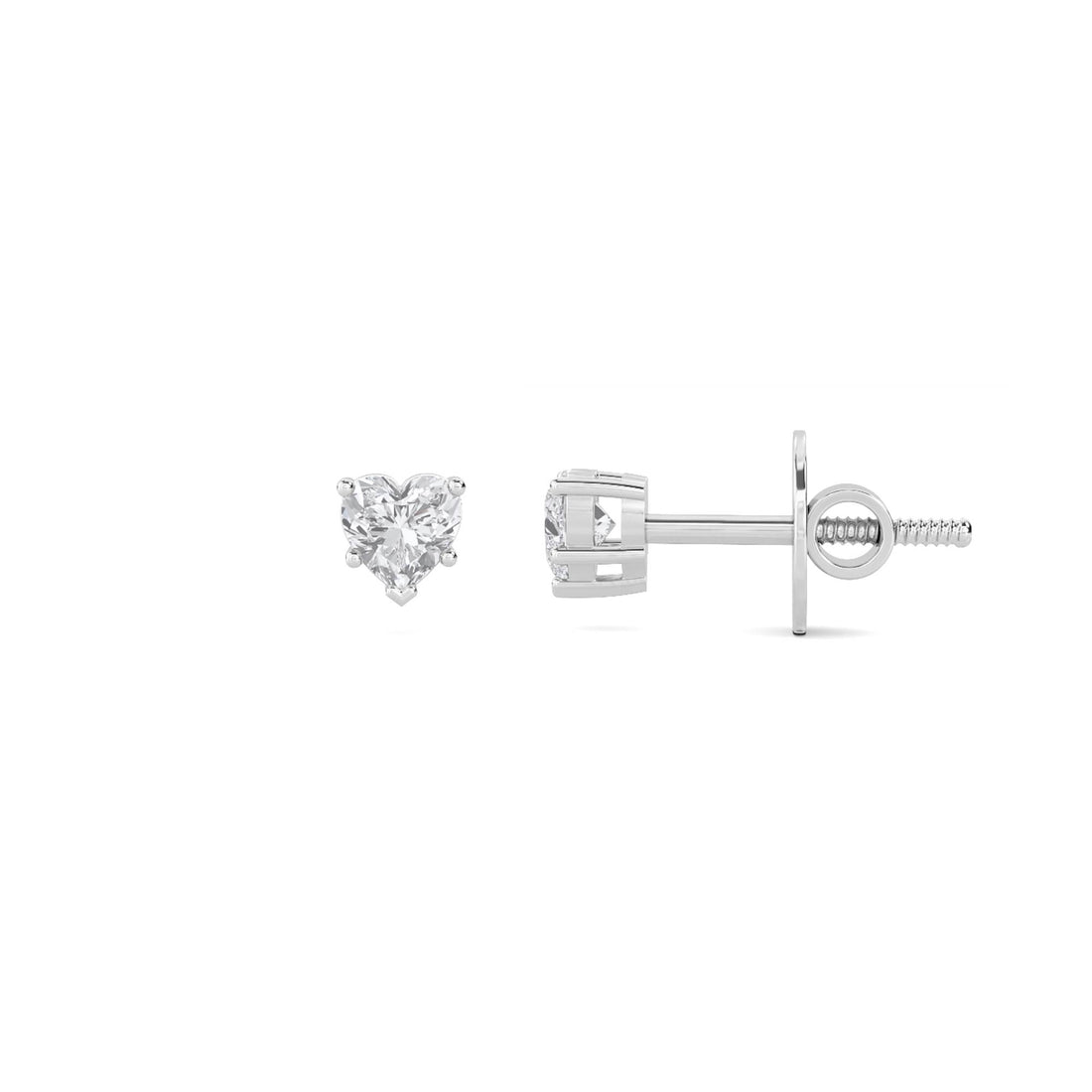 Heart Solitaire Stud Earrings (Silver)