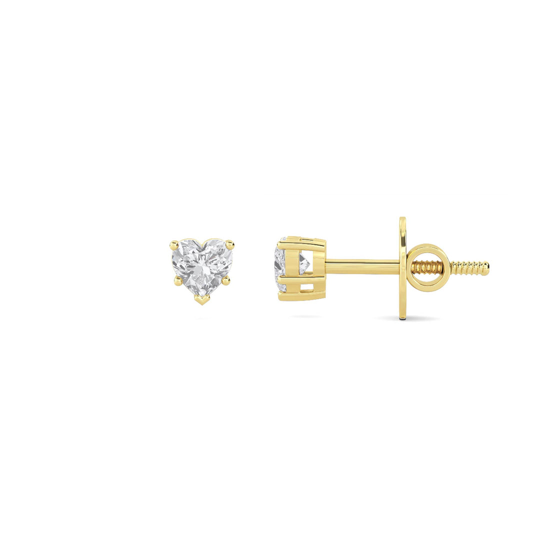 Heart Solitaire Stud Earrings